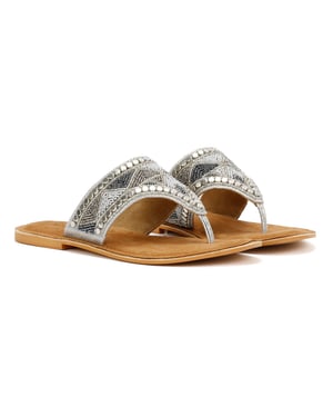 Tower Footwear Wide Vamp Toepost Dames Zilveren Sandalen