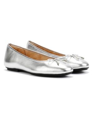 FitFlop Delicato Leren Dames Zilveren Platte Schoenen