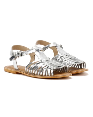 Tower Footwear Hurache Leren Dameszilveren Sandalen