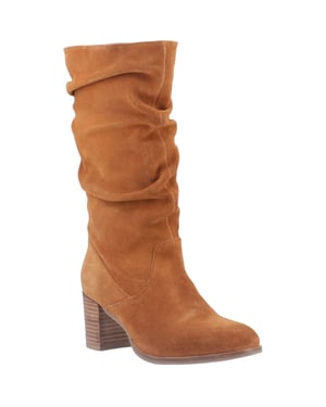 Hush Puppies Cosima Dames Suède Tan Kniehoge Laarzen Met Hak