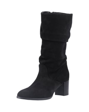 Hush Puppies Cosima Suède Dames Zwarte Suède Kniehoge Laarzen Met Hak