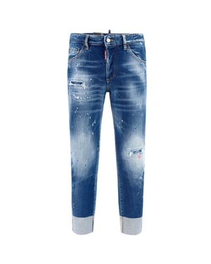Dsquared2 Sailor Jean Paint Splatter Donkerblauwe Denim Broek