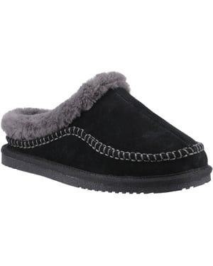 Hush Puppies Anika Suède Dames Zwarte Slippers