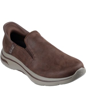 Skechers Go Walk Arch Fit 2.0 Quest Textiel Heren Bruine Sneakers