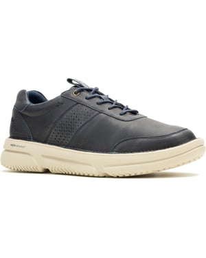 Hush Puppies Baylor Leren Heren Sneakers Marineblauw