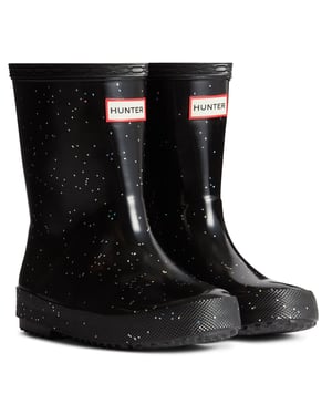 Hunter Kids First Giant Glitter Rubberen Zwarte Regenlaarzen