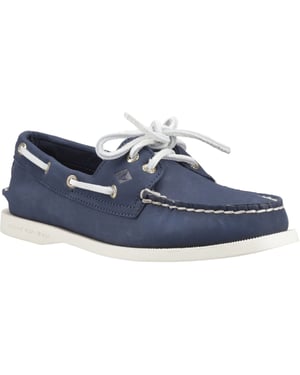 Sperry Authentic 2 Eye Dames Bootschoenen Van Leer In Marineblauw