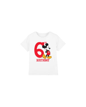 Disney Kinderen/Kids Mickey Mouse 6e Verjaardag T-Shirt (Wit)