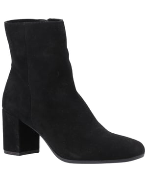 Hush Puppies Octavia Dames Zwarte Suède Enkellaarzen Met Hak