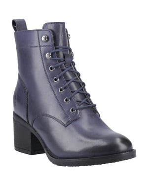 Hush Puppies Harriet Leer Dames Navy Hakken Enkellaarsjes