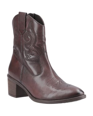 Hush Puppies Wynn Leather Women's Chocolate Heeled Ankle Boots