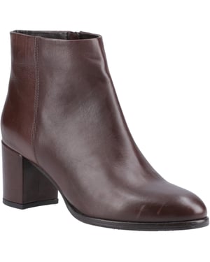 Hush Puppies Claridy Leather Women's Brown Heeled Ankle Boots
