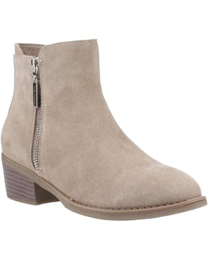 Hush Puppies Ingrid Suède Taupe Enkellaarzen Met Hak Voor Dames
