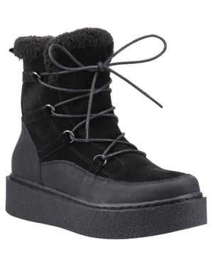 Hush Puppies Bronte Mocka Svart Vinter Stövlar för Kvinna Midja Calf