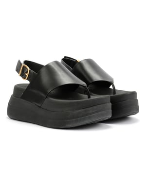 FitFlop F-Mode Dames Zwart Leren Sandalen