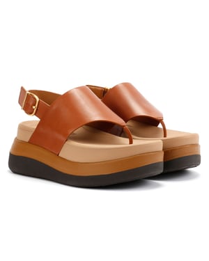 FitFlop F-Mode Leren Dames Bruine Sandalen