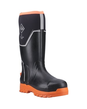 Muck Boots Grit S5 Heren Rubberen Zwarte/oranje Regenlaarzen
