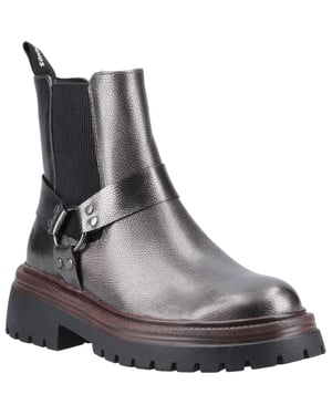 Hush Puppies Raye Leather Women's Pewter Flat Chelsea Boots