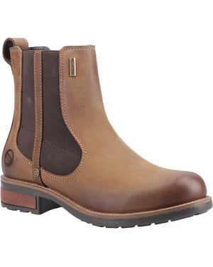 Cotswold Notgrove Leather Women's Brown Flat Chelsea Boots