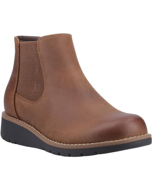 Hush Puppies Leonie Läder Kvinnor Bruna Platta Chelsea Stövlar