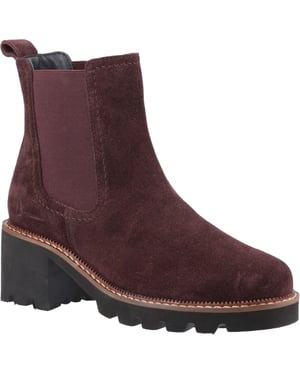 Hush Puppies Gaia Läder Dam Plum Klackade Chelsea Stövlar
