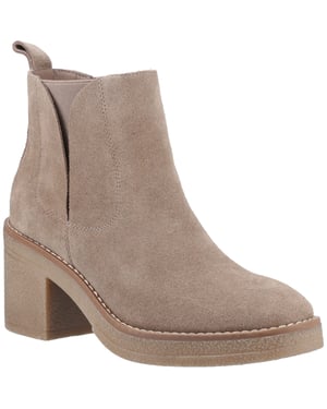Hush Puppies Felicia Suède Dames Taupe Hak Chelsea Boots