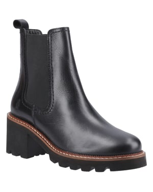Hush Puppies Gaia Läder Kvinno Svarta Skinn Klackade Chelsea Stövlar