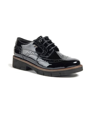 Pod Kacey Leren Dames Zwarte Brogues Schoenen