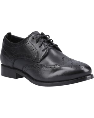 Hush Puppies Natalia Leather Women's Black/Black Brogues Shoes