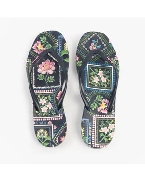 Joules Sunvale Womens Flip Flops Navy Mosaic Floral