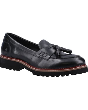 Hush Puppies Ginny Dames Zwarte Leren Instappers