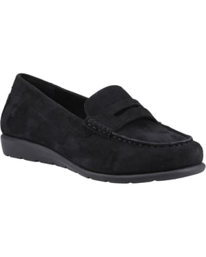 Hush Puppies Shelby Suède Dames Zwarte Instappers