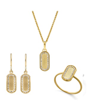 Orphelia 'Malaga' Dames 925 Sterling Zilveren Set: Ketting + Oorbellen + Ring - Gouden SET-7573/G