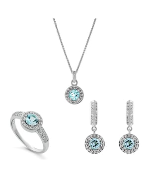 Orphelia 'Bristol' Dames 925 Sterling Zilver Set: Ketting + Oorbellen + Ring - Zilver SET-7579/B