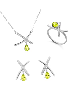 Orphelia 'Charlotte' Dames 925 Sterling Zilveren Set: Ketting + Oorbellen + Ring - Zilver SET-7580/P