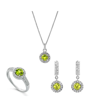 Orphelia 'Bristol' Dames 925 Sterling Zilver Set: Ketting + Oorbellen + Ring - Zilver SET-7579/G