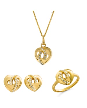 Orphelia 'Amore' Women's 925 Sterling Silver Set: Necklace + Earrings + Ring - Gold SET-7577/G