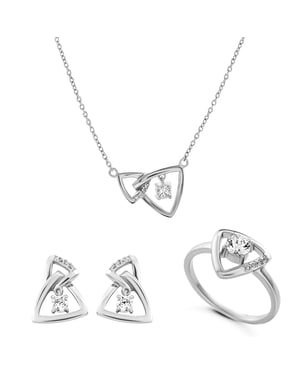 Orphelia 'Santorini' Dames 925 Sterlingen Zilveren Set: Halsketting + Oorbellen + Ring - Zilver SET-7570