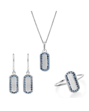 Orphelia 'Malaga' Dames 925 Sterling Zilveren Set: Ketting + Oorbellen + Ring - Zilver SET-7573