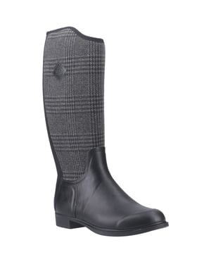Muck Boots Derby Hoge Rubber Dames Zwart/Plaid Winter Kniehoge Laarzen
