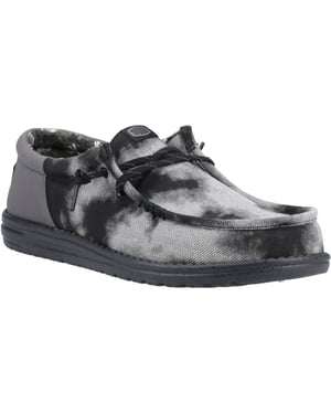 HEYDUDE Wally Funk Overdye Cotton Herr Black/Granite Grey Mockasiner