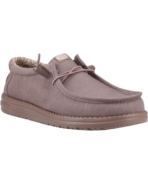 HEYDUDE Wally Stretch Canvas Katoenen Heren Moccasins Schoenen Diep Taupe