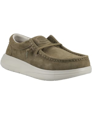 HEYDUDE Wally X Suede Heren Moccasins Schoenen Van Donkergroen/steengrijs Suède