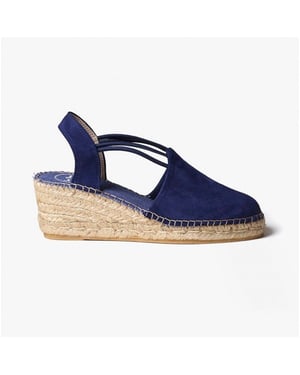 Toni Pons Tremp Womens Suede Wedge Espadrilles Navy