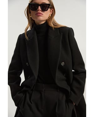 Wool Double Breasted Tailored Midi Coat