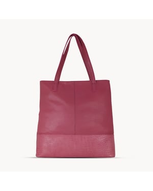 SIENNA' Embossed Croc + Pebble Grain Unlined Leather Tote Bag