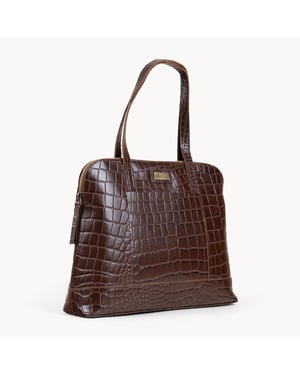 EVA' Croc Embossed Real Leather Designer Unlined Tote Bag