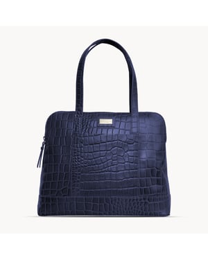 EVA' Croc Embossed Real Leather Designer Unlined Tote Bag
