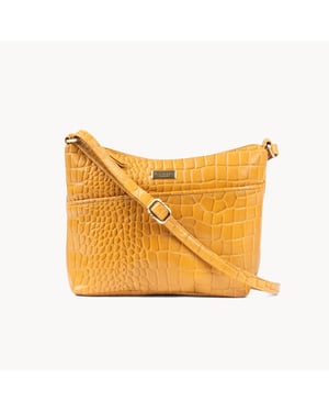 'CAROL' Embossed Croc Real Leather Designer Crossbody Shoulder Bag