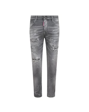 Dsquared2 Lichtgrijze Skaterjeans